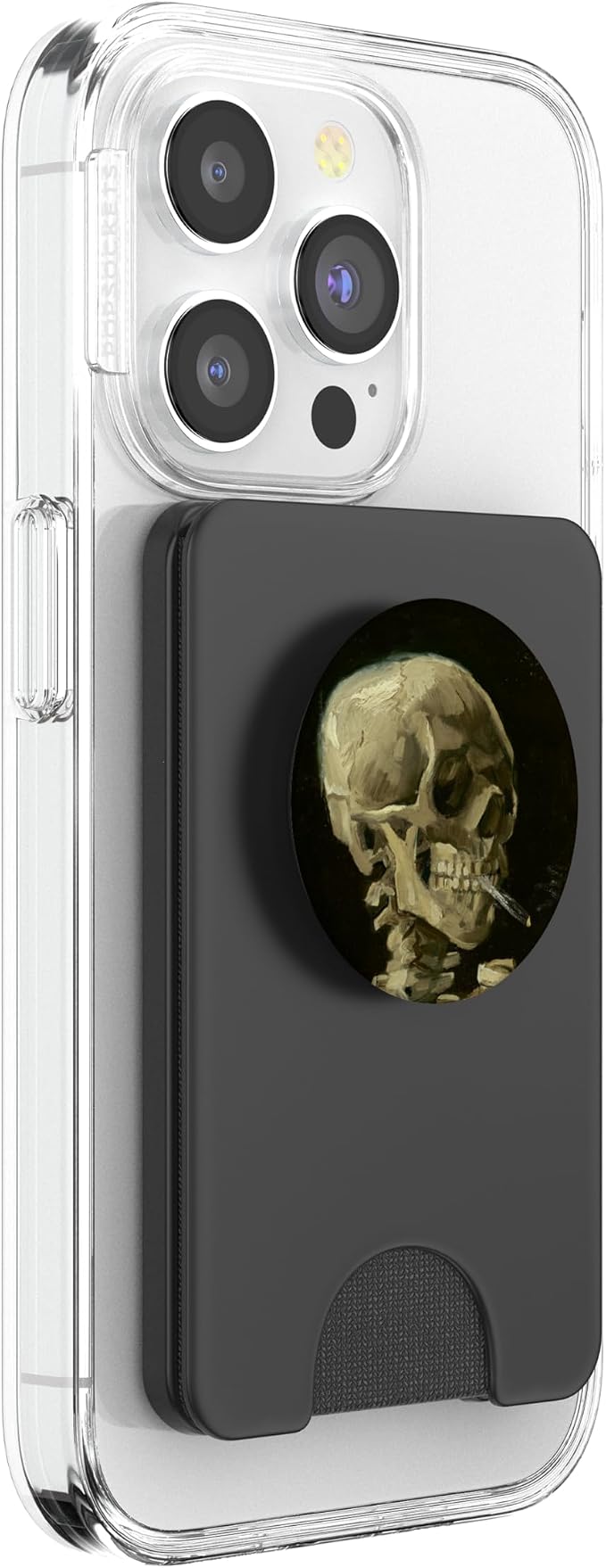 Skull of a Skeleton with Burning Cigarette Van Gogh Art PopSockets Adhesive PopGrip