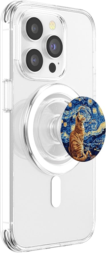 Starry Night Vincent van Gogh Famous Painting Tabby Cat PopSockets Standard PopGrip