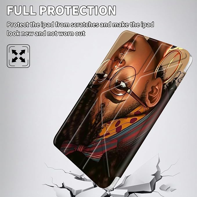 for iPad 10.2 &amp 10.5/iPad 9th/8th/7th Generation 10.2 2021 2020 2019 Case Mutil Angles Folding Y-Shaped Stand Cover with Pencil Holder Auto Wake/SleepAmerican Flag and Cow