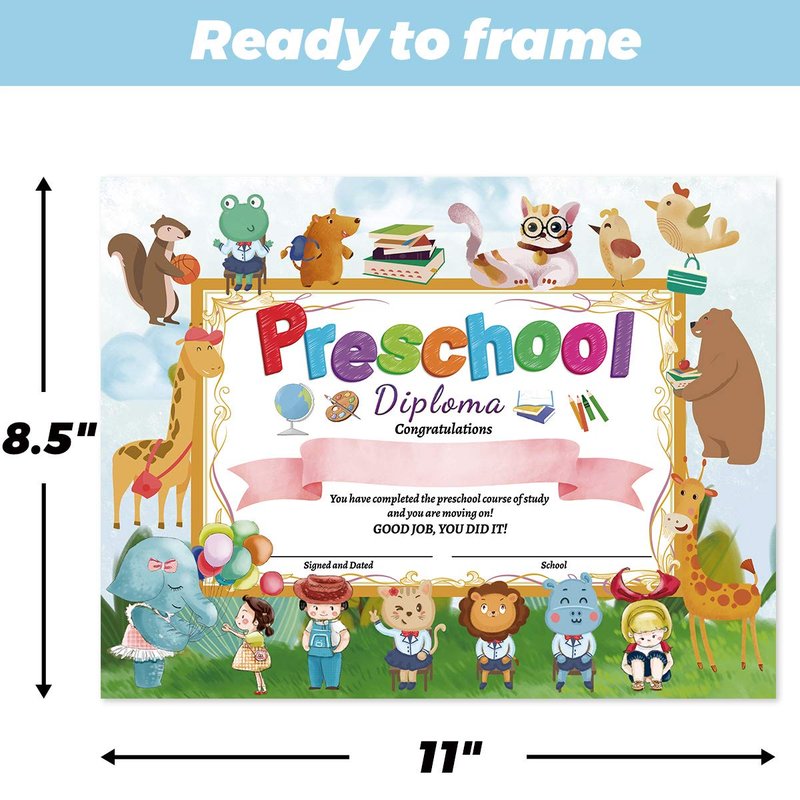 Fancy Land Preschool Diploma Certificate Kindergarten Certificates Cute Diplomas for Kids Students Graduation End of Year Supplies 30Pcs