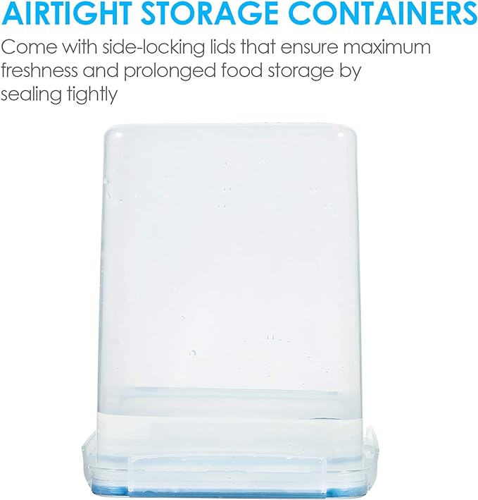 Vtopmart Large Food Storage Containers 5.2L / 175oz, 4 Pieces BPA Free Plastic Airtight Canisters for Flour, Sugar, Baking Supplies, Rice with Lids, 4 Measuring Cups and 24 Labels, Blue