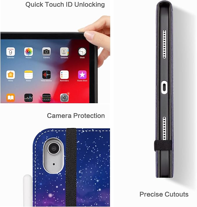 Lokigo Case for iPad (A16) 11th/10th Generation Aurora Forest | for iPad 11th-11 Inch/10th-10.9 Inch Stand Cover Pencil Holder/Hand Strap/Pocket Support Touch ID Auto Wake/Sleep