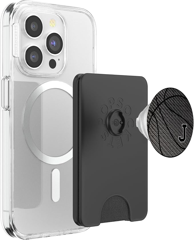 Basketball Letter J Black Phone Stand Initial J for Men PopSockets Adhesive PopGrip