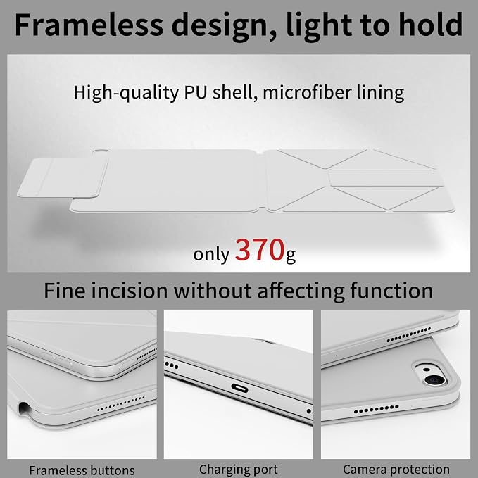 Dynamic Folio Magnetic Case for iPad A16 11th/10th Gen 11/10.9 inch | Removable Cover with 20+ Multi-Angle Stand Strong Attachment| Detachable Clasp| Ultra Thin| Auto Wake/Sleep Black
