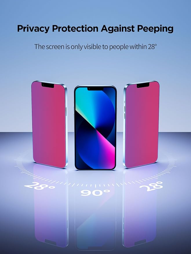 PDDKISS Compatible for iPhone 12/12 Pro Privacy Screen Protector | Pink Gradient Anti Spy Anti Blue Light HD 6.1 Inch Tempered Glass Easy Installation
