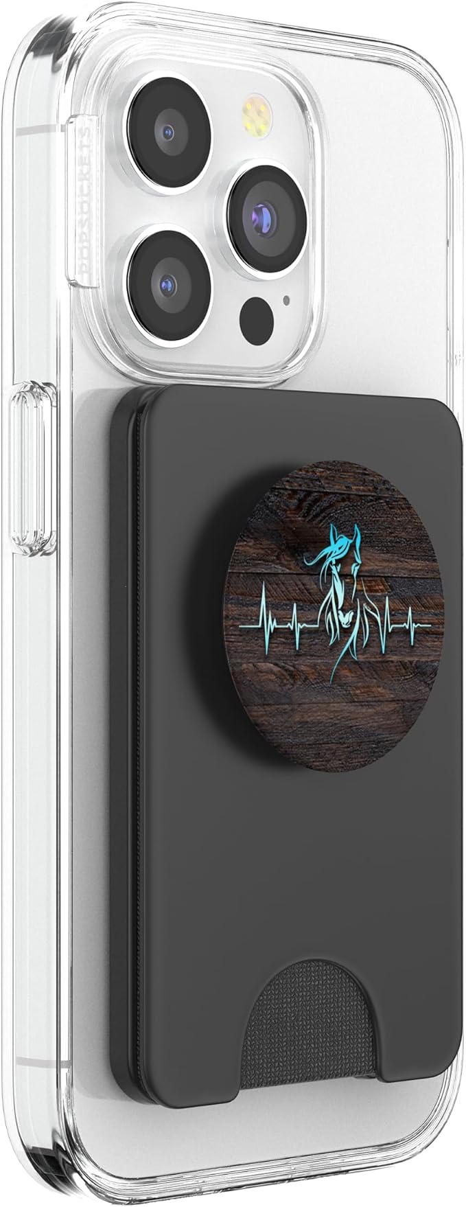 Horse Heartbeat on Rustic Woodgrain Print PopSockets Adhesive PopGrip