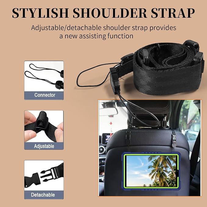 for TCL Tab 8 Plus Tablet CaseShoulder Strap Soft Silicone&ampHard Back Shockproof Protective Case for TCL Tab 8 Plus/TCL Tab 8 LE/TCL Tab 8 WiFi/TCL TAB 8V/TCL Tab 8 SE(Black/Black)