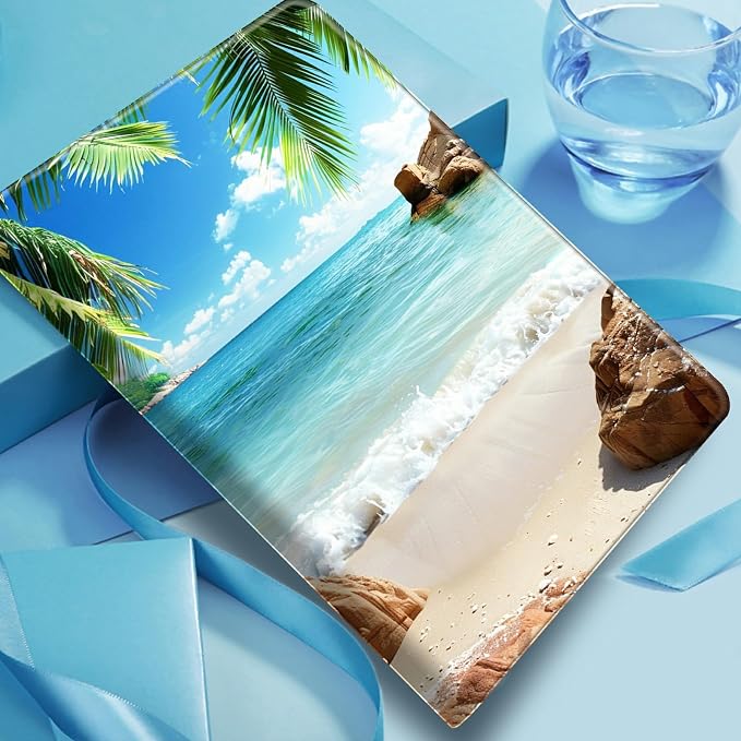 DIGTIALLL Case for Amazon Kindle Fire 7 Inch Tablet (9th/7th/5th Generation 2019/2017/2015 Release) PU Leather Smart Protective Cover with Auto Sleep/WakeBeach Palm Trees