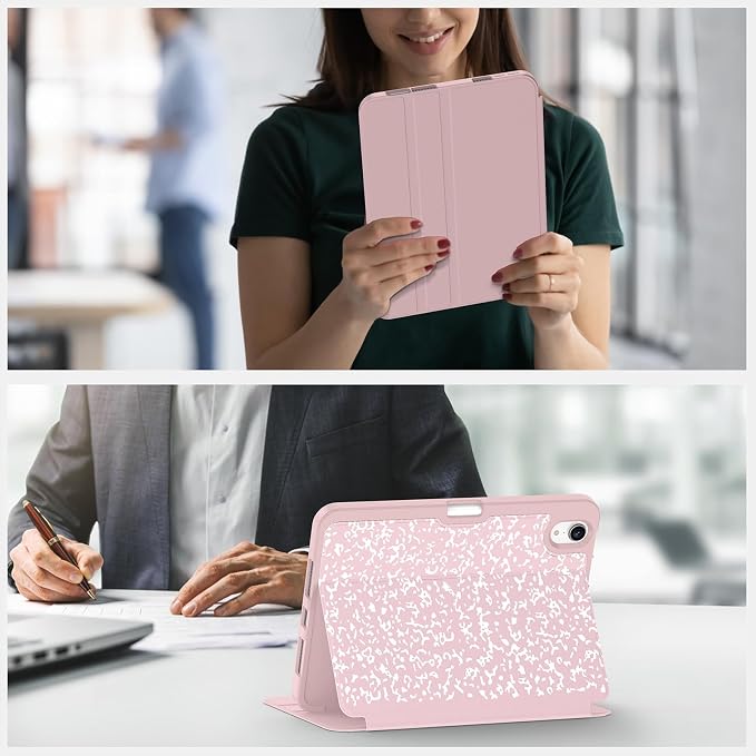 Case for iPad mini 7 (A17 Pro) 2024/Mini 6 2021 8.3-Book Black | Slim Lightweight Folio Stand Case Auto Wake/Sleep Soft TPU Back Cover with Pencil Holder for iPad mini 7th/6th Generation