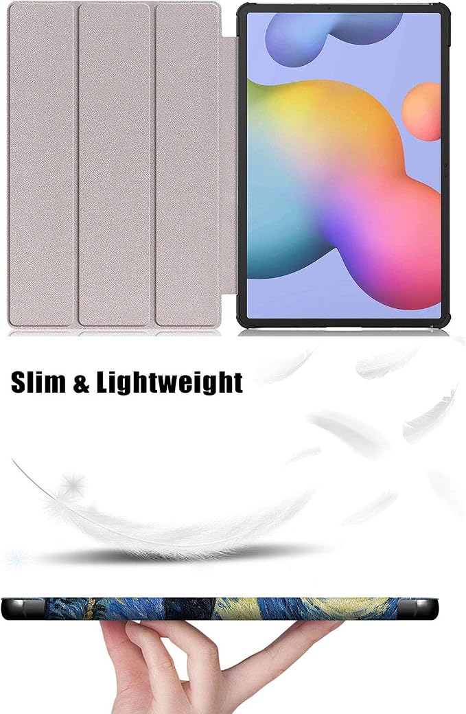 Case for Samsung Galaxy Tab S8 Plus 12.4 2022/S7 FE 2021/S7 Plus 2020 (SM-X800/X806/T730/T733/T736/T738/T970/T975/T976) Lightweight Tri-Fold Stand Thin Cover Auto Wake/Sleep Almond Blossom