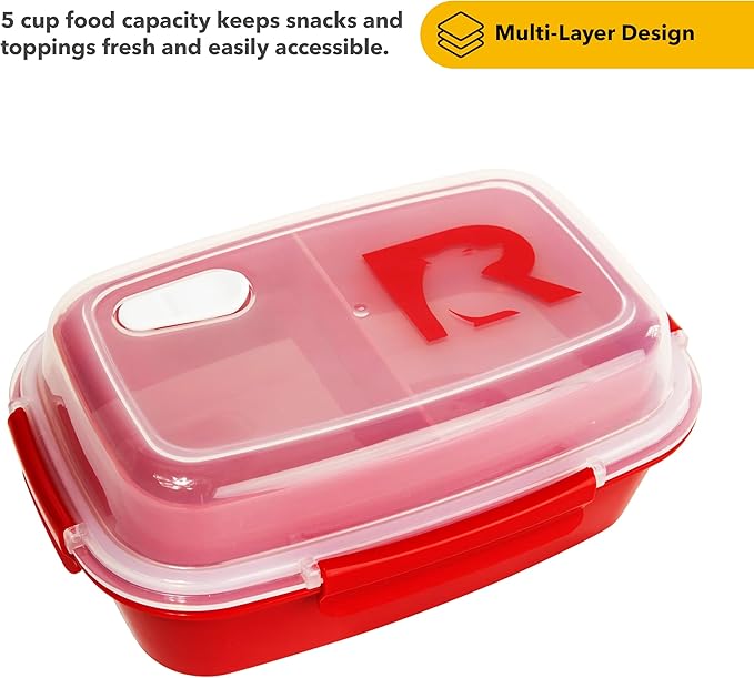 RTIC 5 Compartment Lunch Containers, Hot Food Container with Lid for Adults, Microwave Safe Divided Snack Lunch Box for Work or Travel, Reusable, BPA Free with Vent Space