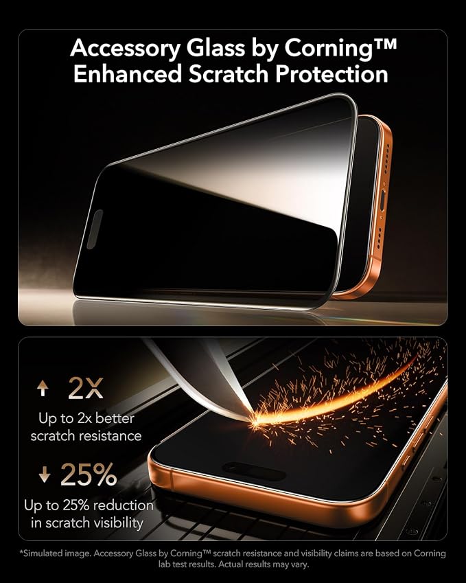 ESR 3 Pack for iPhone 16 Pro Max Privacy Screen Protector Armorite Pro | Accessory Glass by Corning™ 10X Impact Absorption Anti-Spy Full-Coverage Protection UltraFit Tray Bubble-Free