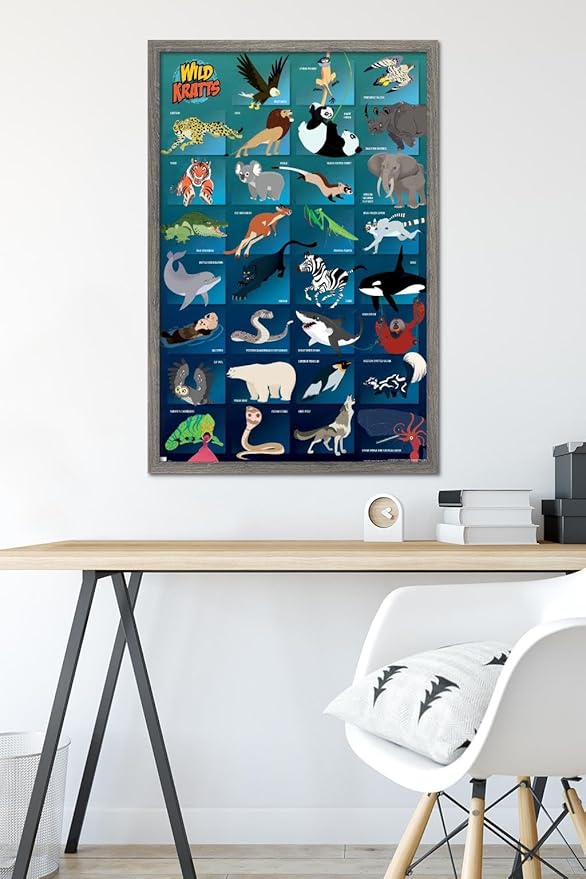 Wild Kratts - Grid Wall Poster, 34L" x 22.4W", Barnwood Framed Version