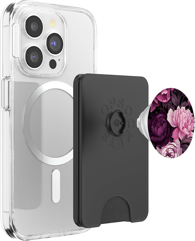 Magenta and Blush Pink Peony Flower Pattern Dark Floral PopSockets Adhesive PopGrip