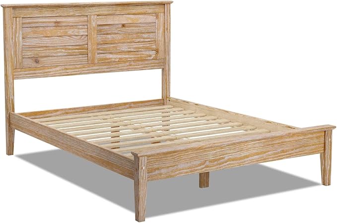 Grain Wood Furniture Greenport Solid Wood Platform Bed, Full Size, Brushed Driftwood