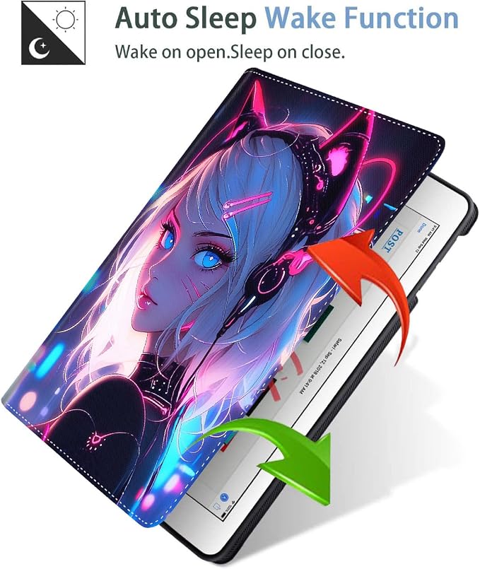 Case for iPad (A16) 11th Generation 11 Inch (2025) iPad 10th Generation 10.9 Inch (2022)，Slim Fit Foldable Standing Cover Case with Auto Sleep/Wake ，Red Moon Japanese Landscape