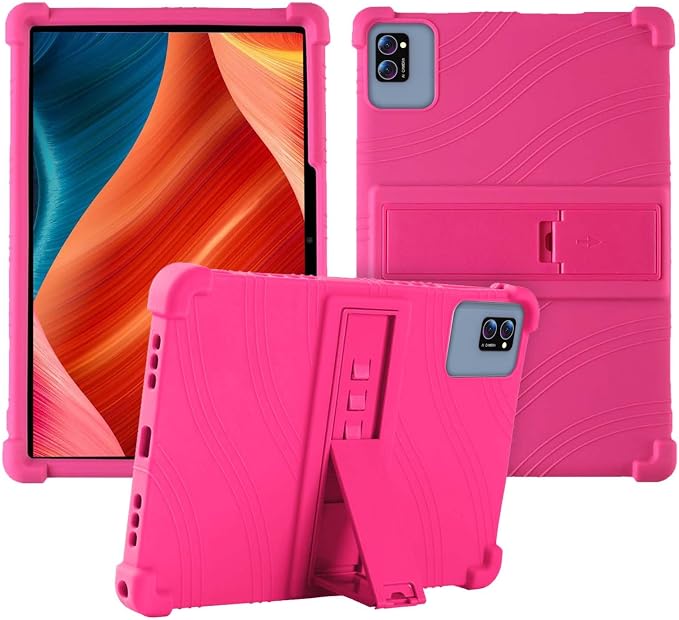 Case for LECTRUS T30W Android 15 Tablet 10 inchSoft Silicone Protector CoverKids FriendlyAdjustable Stand Tablet Cover4 Corners Thicken ShockproofPink