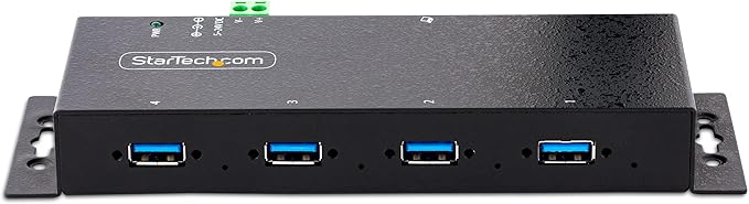 StarTech.com 4-Port Industrial USB 3.0 5Gbps Hub, Rugged USB Hub with ESD Protection, DIN/Wall/Desk Mountable USB-A Hub, USB Expander w/Locking Ports, Heavy Duty - TAA