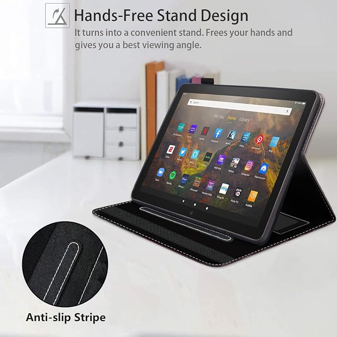 Case for Amazon Fire HD 8/Fire HD 8 Plus Tablet (12th/10th Generation 2024/2022/2020 Release) Premium PU Leather Cover with Auto Sleep Wake African Women