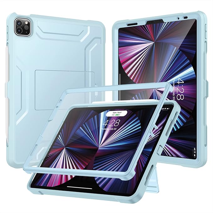 Soke Case for iPad Pro 11 Inch 2022/2021/2020/2018/iPad Air 5th/4th GenerationBuilt-in Screen Protector - Support 2nd Apple Pencil Charging - Heavy Duty Rugged Protective Kickstand Case - Black