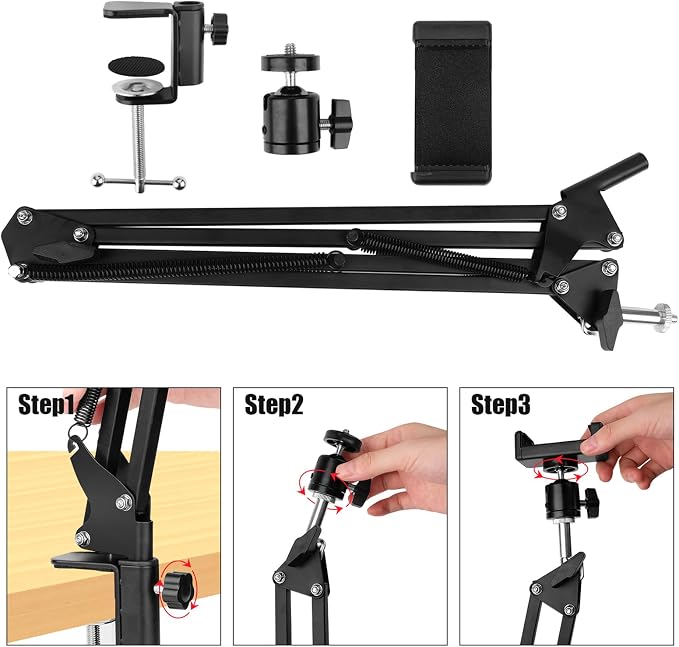 Photo Copy Pico Projector StandChromlives Overhead Tripod Video Stand for PhoneAdjustable Tabletop Overhead Phone MountGooseneck Mini Tripod Stand for Teaching Streaming Baking Crafting