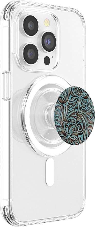 Western Turquoise Tooled Print PopSockets Adhesive PopGrip