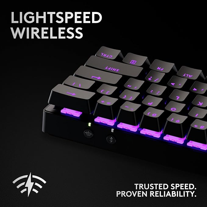 Logitech G PRO X 60 Lightspeed Wireless Gaming Keyboard, Ultra Compact TKL 60% Mechanical Keyboard for Windows PC, LIGHTSYNC RGB, Dual-Shot PBT Keycaps, GX Optical Linear Switches - Black
