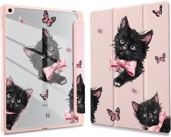 Joyland Leopard Print for iPad 10th Generation Case 10.9 inch 2022/iPad (A16) 11th Gen 11 2025Built-in Pencil Holder with Shockproof Cover Clear Transparent Back Shell Auto Wake/SleepBlack