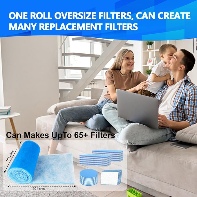 16" x120" Air Vent Filters, Cut to Fit Air Filter, MERV 8 Triple Vent Filter