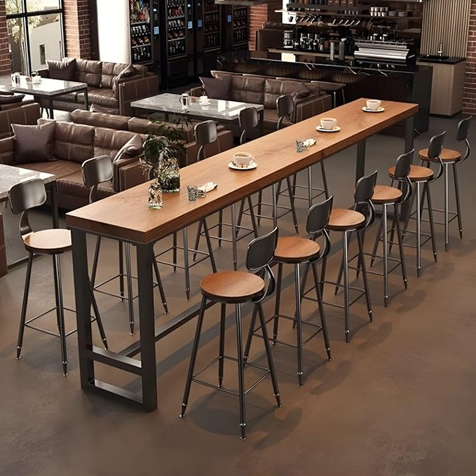 RUNNUP Farmhouse Bar Table Solid Wood Rectangle Bar Height Table for Kitchen Coffee Shop Window Small Space -Table Only(70.9" L x 15.7" W x 41.3" H)