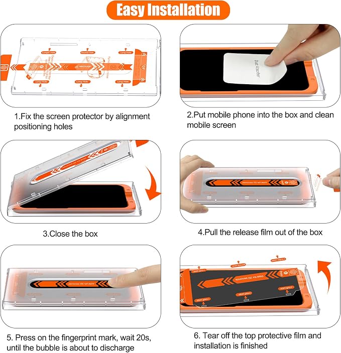 16 Pro Screen ProtectorAuto-Dust Removal Compartment With IPhone 16 Pro Screen Protector with Dust Free Chamber [Zero Bubble] 9H+Tempered Glass Films Shockproof (16 Pro)