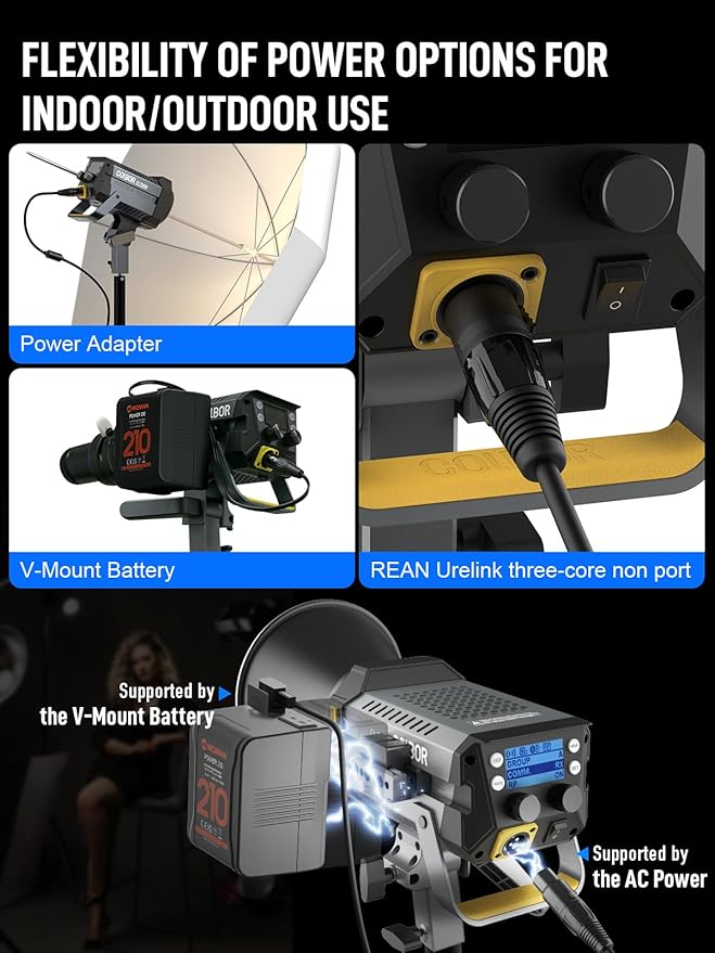Video Light, COLBOR CL220R RGB 250W Max Continuous Lighting 2700-6500K CRI97+ 31,400Lux@3.3ft COB Studio Light with Bowens Mount APP 13 Light Effects for Film Live, Video-Light-Studio-LED-Photography