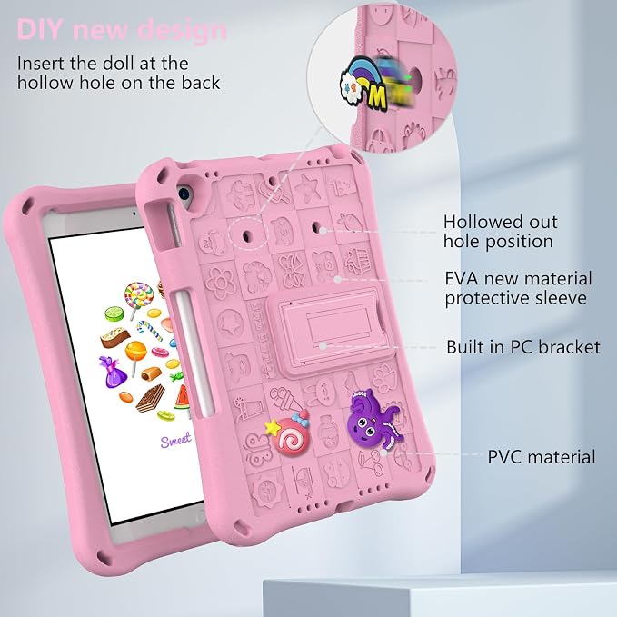 Case for iPad 10.2 Inch 2021/2020/2019/ iPad Pro 10.5 Inch/Air 3rd Gen (2019) Shoulder Strap Kickstand Children Friendly Anti-Scratch Shockproof Case Lightpurple