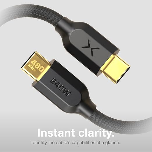 NOCO XGrid XC1: 240W USB-C to USB-C Cable with 3-Foot Durable Design | USB-IF Certified Smart E-Marker Chip 480Mbps Data UltraFlex Braided Nylon &amp Silicone Jacket 10000-Bend Tested