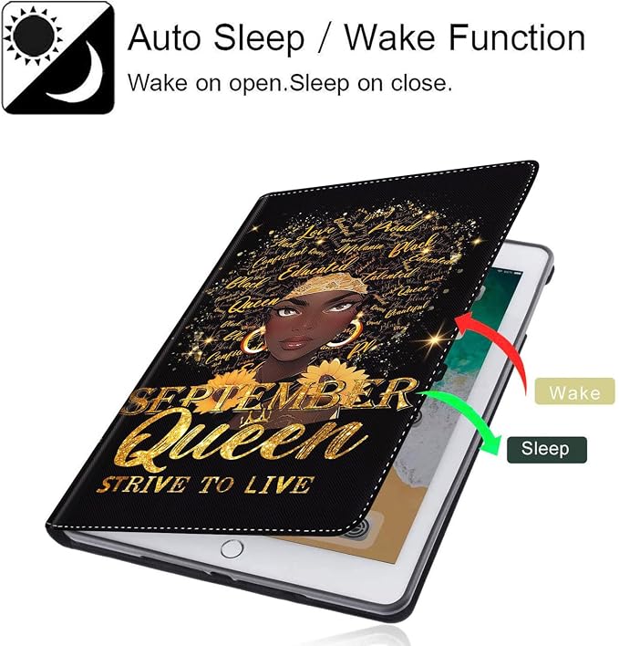 Case for iPad Pro 11 Inch 2022/2021/2020 (4th/3rd/2nd Gen) for iPad Air 5th / 4th Generation 10.9 Inch (2022/2020) Durable Shockproof Protective Cover，Black Woman Queen Afro Design