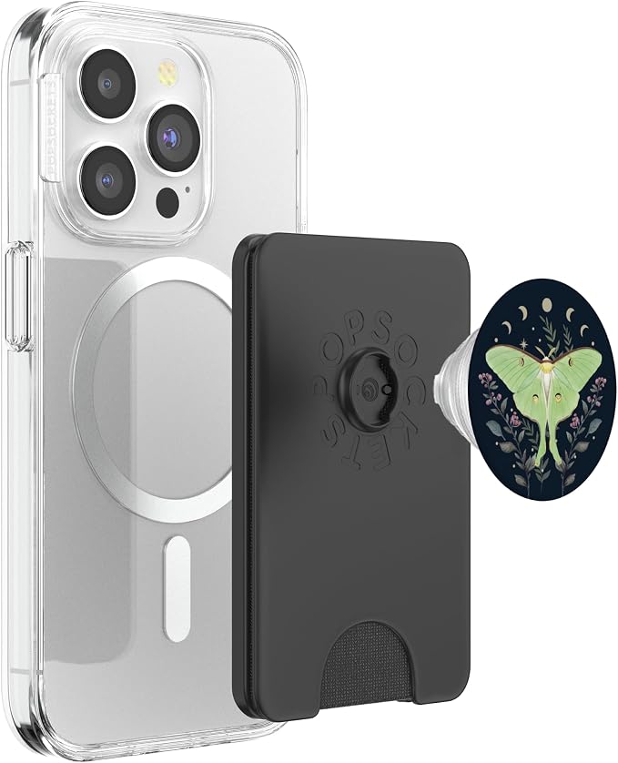 Celestial Moon Moth Butterfly Floral Pattern PopSockets Adhesive PopGrip