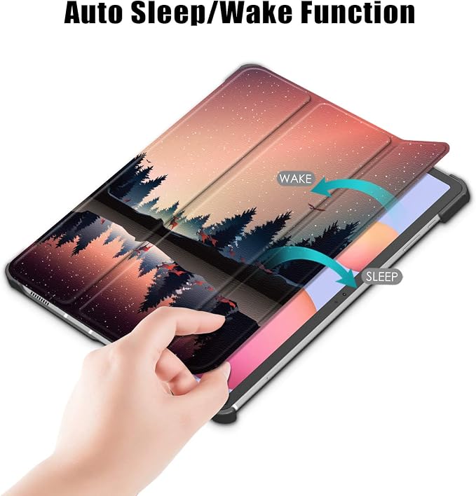 Case for Samsung Galaxy Tab S8 Plus 12.4 2022/S7 FE 2021/S7 Plus 2020 (SM-X800/X806/T730/T733/T736/T738/T970/T975/T976) Lightweight Tri-Fold Stand Thin Cover Auto Wake/Sleep Almond Blossom