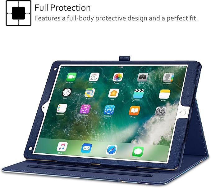 Fintie Multi-Angle Case 2017/2015 iPad Pro 12.9 inch (Old Model) 1st &amp 2nd Gen Case - [Corner Protection] Folio Stand Cover with Pencil Holder &amp Pocket Auto Wake/Sleep Blooming Hibiscus