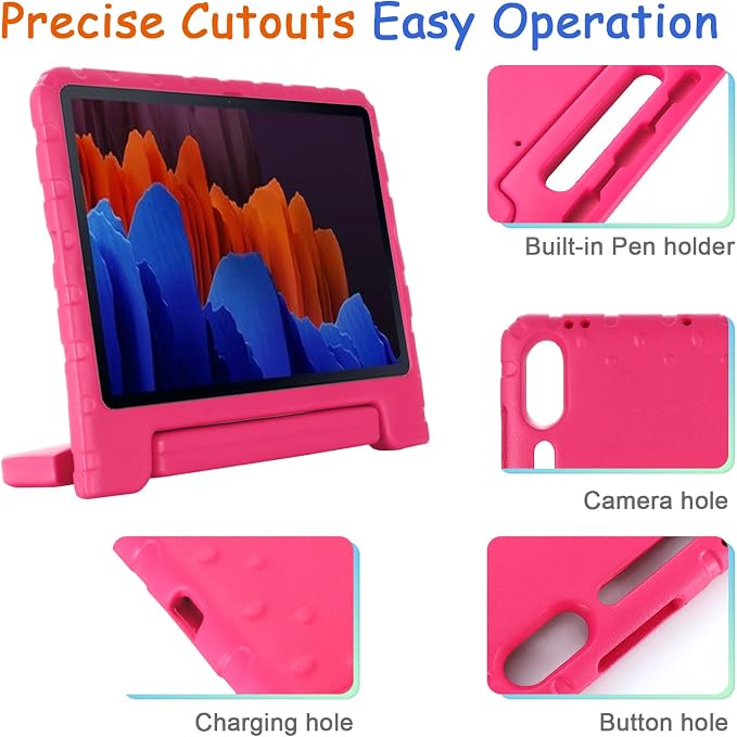 Kids Case for Samsung Galaxy Tab S10 FE Plus 13.1 (2025) Techcircle Handle Stand Light EVA Foam Bumper Protective Rugged Drop Protection Child Proof Cover Black