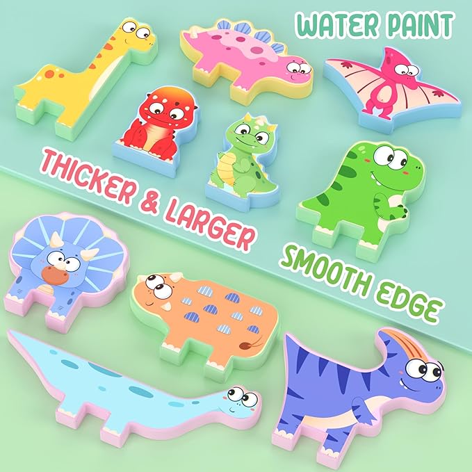 Montessori Toys for Toddlers, 10 Pack Wooden Dinosaur Stacking Blocks, Sorting & Stacking Preschool Learning Activities, Gift for Boys, Girls