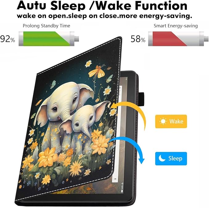 Case for Amazon Kindle Fire HD 10 Tablet 10.1 (9th/7th Generation 2019/2017 Release) - PU Leather Folio Case with Smart Auto Wake/Sleep African American Girl