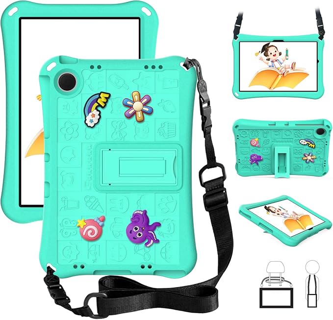 Case for iPad 10.2 Inch 2021/2020/2019/ iPad Pro 10.5 Inch/Air 3rd Gen (2019) Shoulder Strap Kickstand Children Friendly Anti-Scratch Shockproof Case Lightpurple