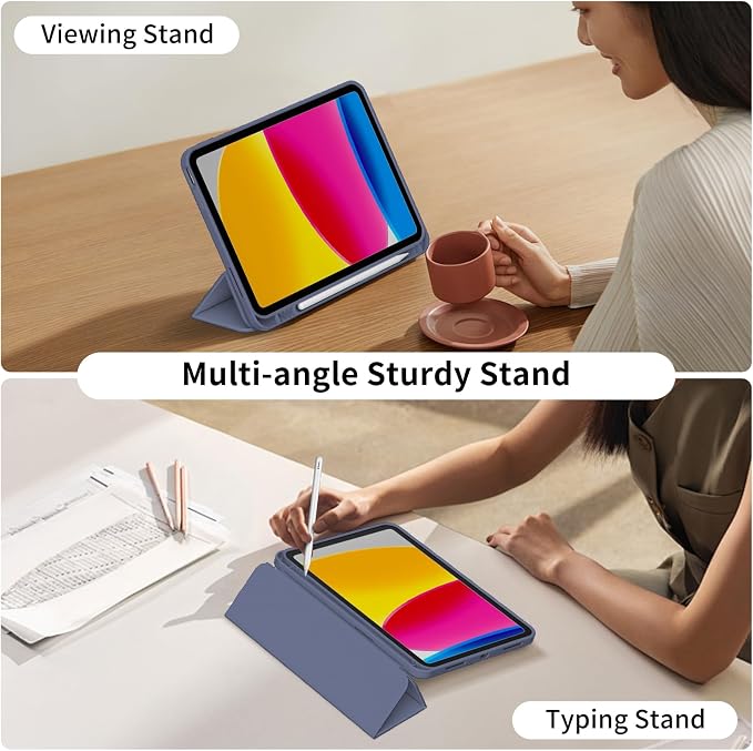 Case for iPad 11th Generation A16 Chip (2025) iPad 10th Generation Case 10.9-inch (2022) Trifold Stable Stand Protective Soft TPU Back Cover with Pencil Holder Black