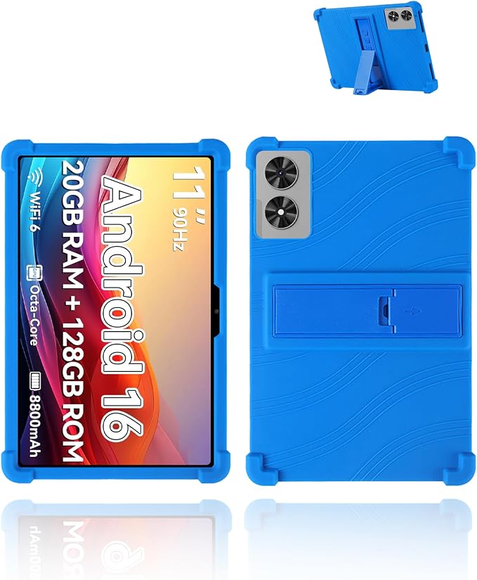 for Frameflow P11T Android 16 11-Inch TabletUYRUREL Skin-Friendly Soft Silicone Protective CaseFull Protection Against Drops and Scratcheswith Adjustable Viewing StandBlack.