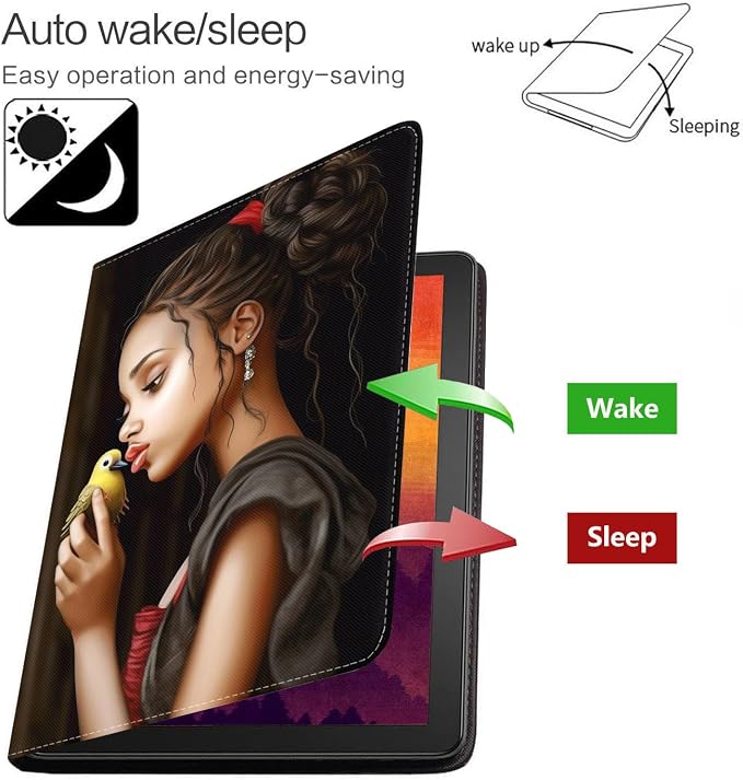 Case for Samsung Galaxy Tab S10 Lite/ S10 FE/ S9 FE 5G 10.9 Inch/ S9 11 Inch - Slim PU Leather Folding Stand Folio Cover with Auto Sleep/Wake - African American Girl