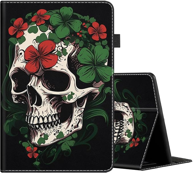 Case for All-New Amazon Fire HD 10 and 10 Plus Tablet (13th/11th Generation 2023/2021 Release) 10.1 Multi-Angle Smart Stand Cover Auto Sleep/Wake Skull and Fire