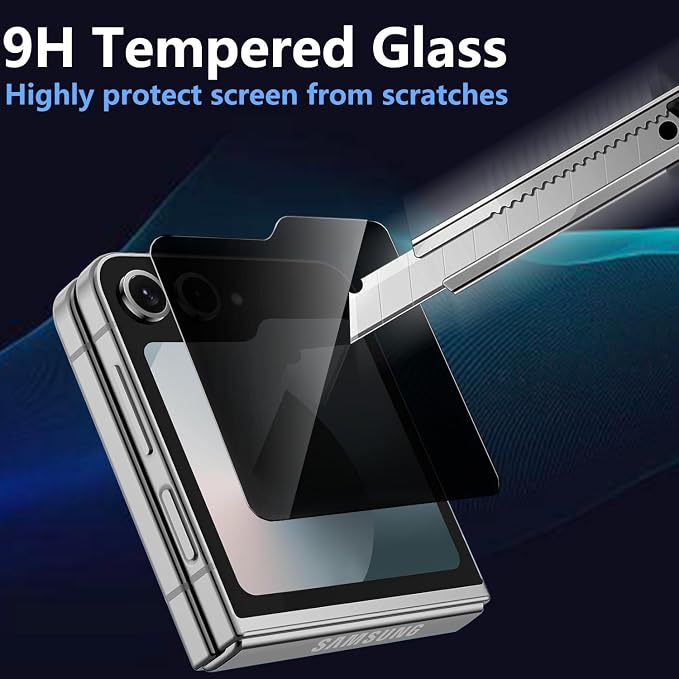 2+2 Pack for Samsung Galaxy Z Flip 5 Privacy Screen Protector TPU + Glass Anti-Fingerprint Scratch-Resistant Privacy Guard