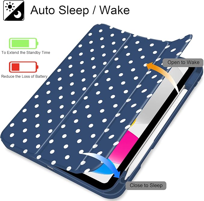 Tuiklol for iPad 10.2 inch 9th / 8th / 7th Gen 2021 2020 2019 Release Case | Built in Pencil Holder - TPU Protection Trifold Stand Stand Clear Back Tablet Cover With Auto Wake/Sleep Blue berries