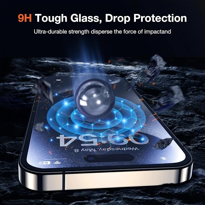 KUZOOM 2Pack Privacy 9H+ Tempered Glass Screen Protector for iPhone 13 | 9H+ Tempered Glass 100% Fingerprint Unlock Automatic Dust Removal Anti-Scratch Protection