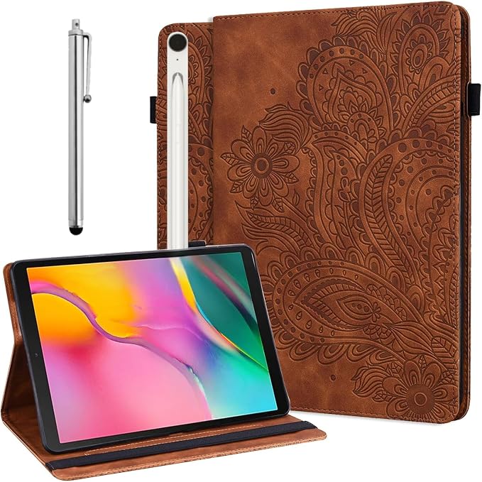ALILANG Case for Samsung Galaxy Tab S10 Lite/ S10 FE/ S9 FE 10.9 Inch/Tab S9 11 Inch with Stylus Multiple Viewing Angles PU Leather Stand Flip Cover for Galaxy Tab S10 FE 5G Tablet Case -Brown